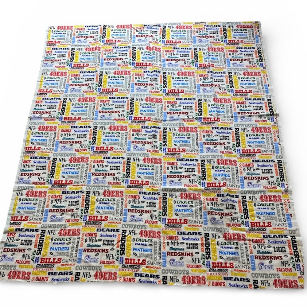 Vintage 1970s 80s NFL Football All Team Logos Names Flat Twin Sheet 44x52